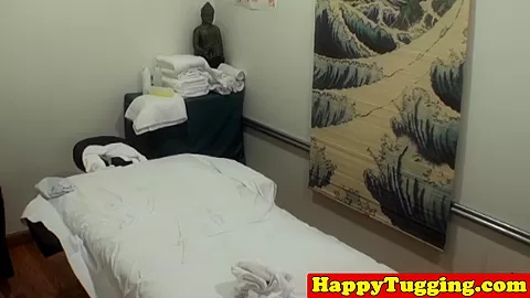 Busty asian masseuse grinding and tugging