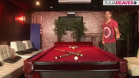 Slut eats cum after a hard fuck on the pool table