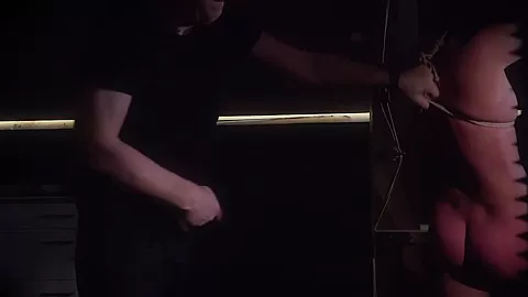 Spanking and making a hot teen 18+ cum thru bondage