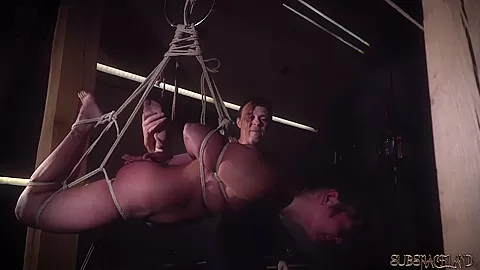 Spanking and making a hot teen 18+ cum thru bondage