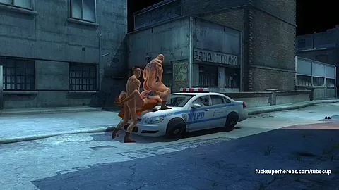 Super Chick gets gang banged in a back alley