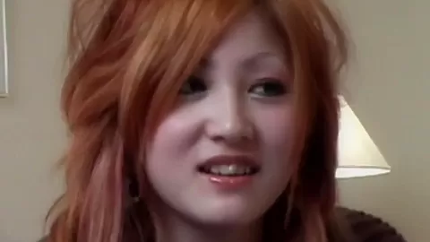 Asian redhead takes dick in her hot tight pussy
