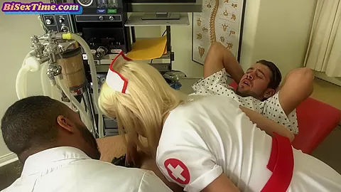 Cumloving IR nurse enjoys bisex MMF ***in hospital