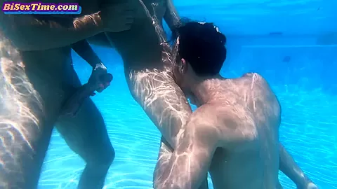 Underwater bisex outdoor ***with oiled medium tits babe
