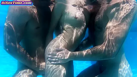 Underwater bisex outdoor ***with oiled medium tits babe