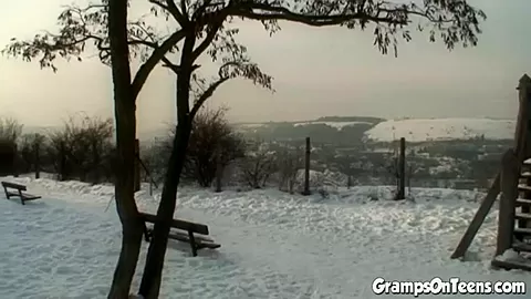 Slutty snow teen 18+ fucks grandpas cock