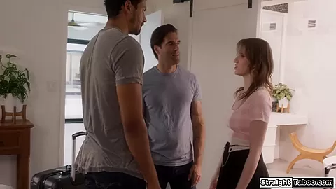 Horny teen 18+ suck bf big cock with professor in the other room
