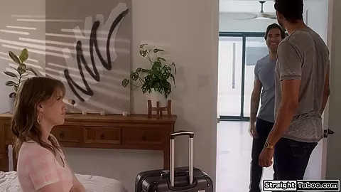 Horny teen 18+ suck bf big cock with professor in the other room