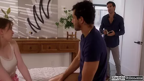 Horny teen 18+ suck bf big cock with professor in the other room