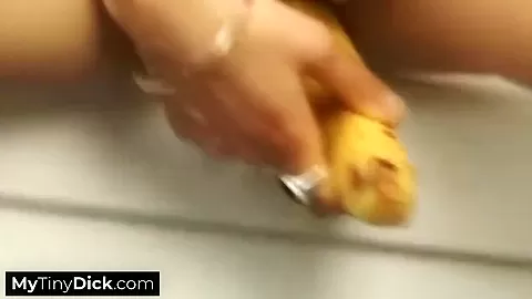 Sexy Redhead Prefers A Banana Up Her Pussy Than His Tiny Cock