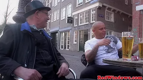 Amsterdam lingerie hooker gets a cum mouthful