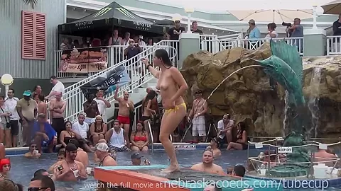 this tropical resort pool party is just warming up
