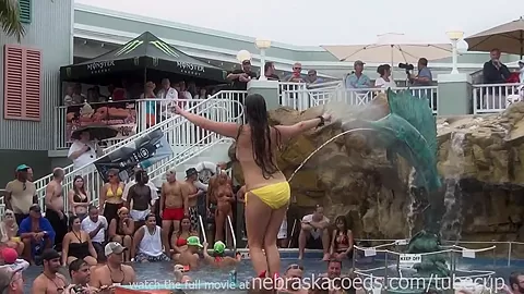 this tropical resort pool party is just warming up