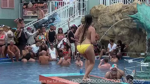 this tropical resort pool party is just warming up