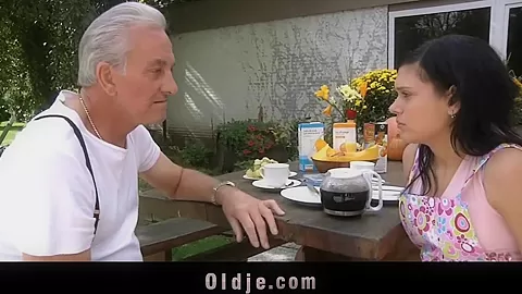 Sweet Miho cheer poor old man with fuck