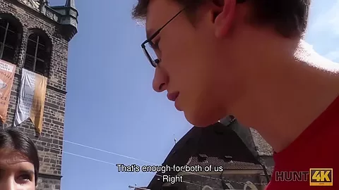 HUNT4K. Lovely brunette asks BF if she can suck cock for tickets