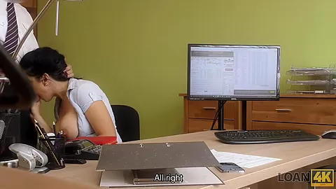 LOAN4K. Modest brunette has dirty sex for cash in the loan agency
