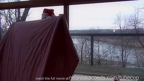 nerdy teen 18+ squirting so much into a cup drinking