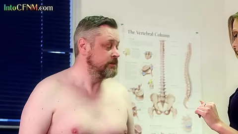 CFNM femdom nurses give group HJ to small cock patient