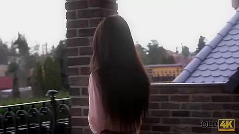 OLD4K. Step daddy is happy to see his pretty babe and fucks her hard