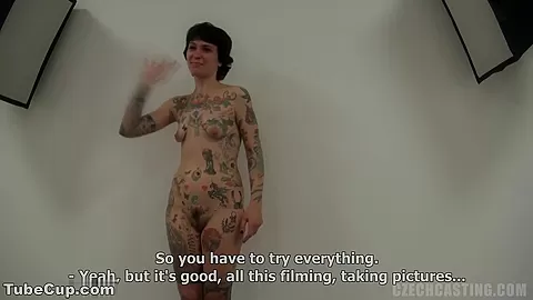 Slutty babe Olga sucks during a porn casting