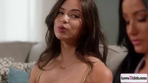 I got my busty stepmom to lick my pussy and strapon fuck me