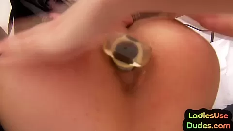Pegging CFNM femdoms fuck BF in threeway with dildo