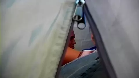 Brunette teen 18+ girl fucking in a tent