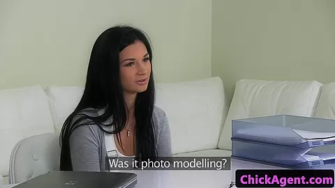 European lesbian casting with smalltitted duo