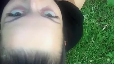 Nasty Brunette Babe Outdoor Blowjob - SoloAustria