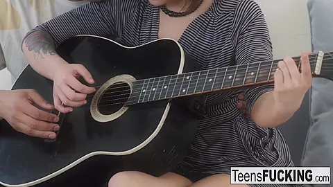Sonia Sweet in Cute Brunette teen 18+ Gets A Creampie During A Guitar Lesson - TeensFucking