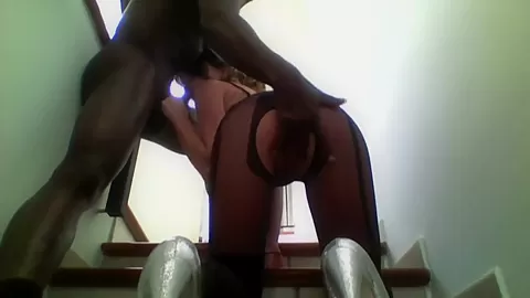 Interracial Fucking On Mirrored Stairwell - FemdomSex