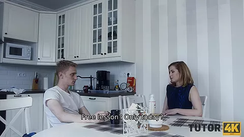 TUTOR4K. Mature teacher dresses too how outfit and came to angry student