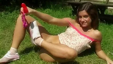 A big toy in her wet twat