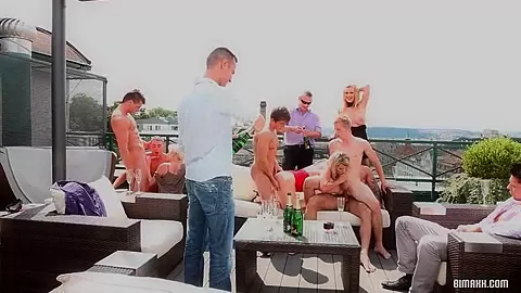 Bisexual orgy on the roof top