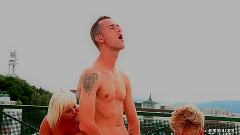 Bisex party on top of the roof