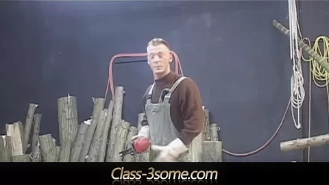 Nasty horny babes tease and fuck the carpenter
