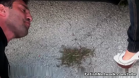 Public place shoe worship for a bad boy