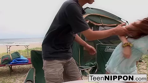 Japanese Girlfriend Blows Her Guy Outdoors - NipponTeen