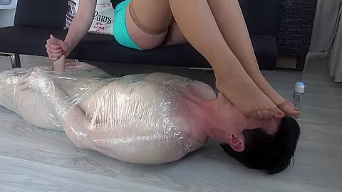 Brown Nylons Feet Smelling Handjob - FemdomSex