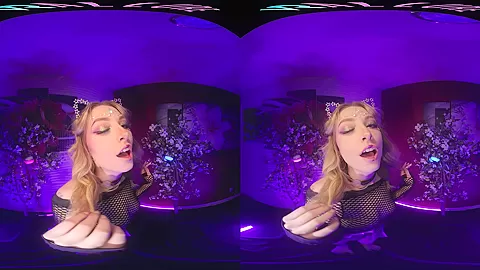 Cute blonde brings the EDM festivals home and masturbates for you in VR