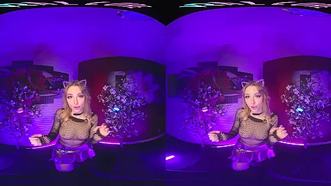 Cute blonde brings the EDM festivals home and masturbates for you in VR