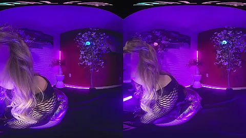 Cute blonde brings the EDM festivals home and masturbates for you in VR