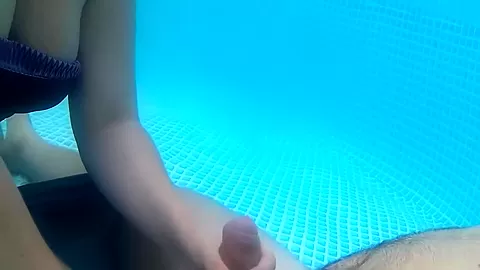 My Boyfriend Went On Vacation, And I Decided To Jerk Off To His Friend In The Pool! 6 Min