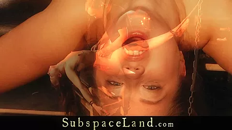 Girl tied and legs outspread is madly masturbated