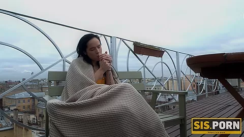 SISPORN. Step*** catches the girl smoking and she worships penis