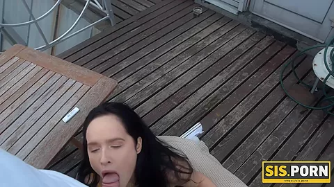 SISPORN. Step*** catches the girl smoking and she worships penis