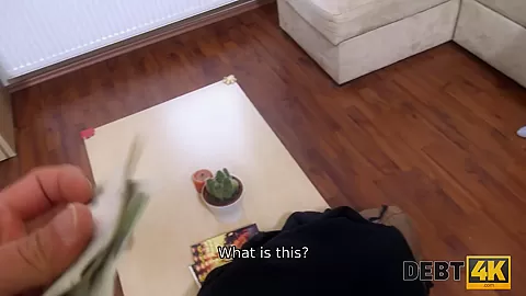 DEBT4k. Strong debt collector tastes moist pussy of debtor