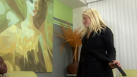 Red Stocking Blondie Enjoy Rough Fucking With Big Black Dick - FemdomSex