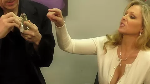 Employee Slave Has To Polish His Bosss Dildos And Is Then Milked On His T-Shirt With A Teasing Hand Job - FemdomSex
